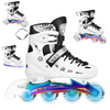 Łyżwy Rolki Regulowane LED Dziecięce Hokejowe 4w1 Łyżworolki Kauczukowe NILS