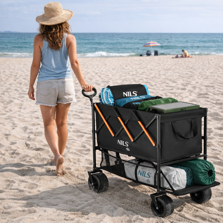 Wózek Turystyczny Ogrodowy Plażowy Transportowy Kempingowy Składany 160 L
