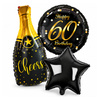 Balony Foliowe Na 60 Urodziny Zestaw Szampan Gwiazda Happy Birthday 3 szt.