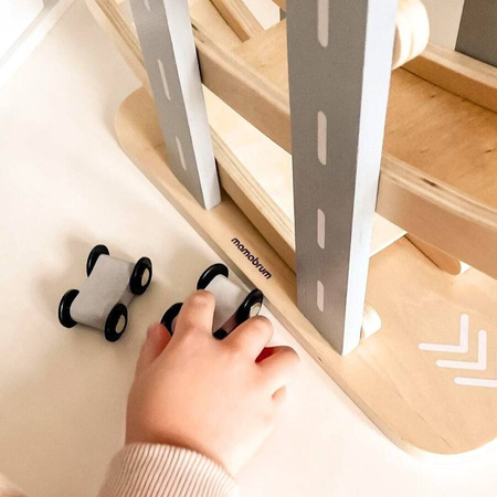 Tor Samochodowy Zjeżdżalnia Drewniany Duży Dla Dzieci 6 Pięter + 6 Autek