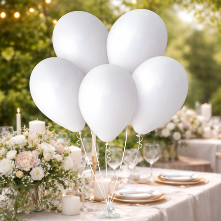 GEMAR Białe Klasyczne Pastelowe Balony Makaroniki 30 cm - 100 szt.