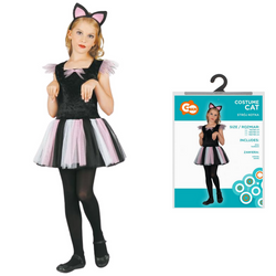 Strój Kostium Kotka Sukienka + Opaska Na Karnawał Halloween Dla Dziecka
