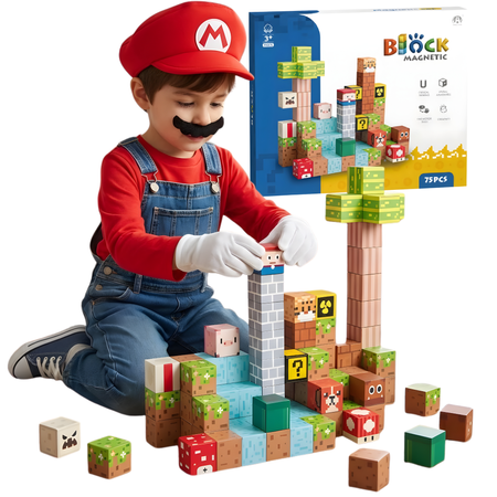 Klocki Magnetyczne Konstrukcyjne Zestaw 75 Elementów Edukacyjne Dla Dzieci