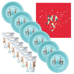 6xKubeczki 250 ml + 6xTalerzyki + 20xSerwetki Zastawa Stołowa Na Święta