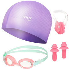 Dziecięcy Zestaw Pływacki 3w1 Okularki + Czepek + Zatyczki NILS