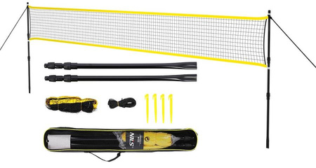 Zestaw 2 Rakiety + 3 Lotki Nylonowe + Siatka 630 cm Do Gry W Badmintona