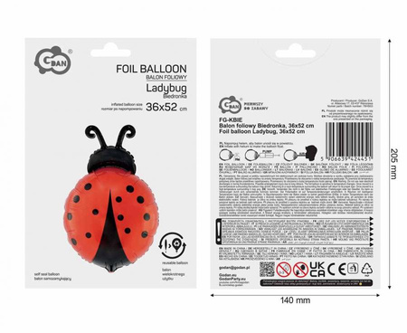 Balon Foliowy Biedronka Na Urodziny Przyjęcie Imprezę GODAN 36x52 cm