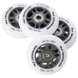 Kółka Do Rolek Kauczukowe 76 mm Zestaw 4 szt. + Łożyska ABEC-9 Białe Matowe