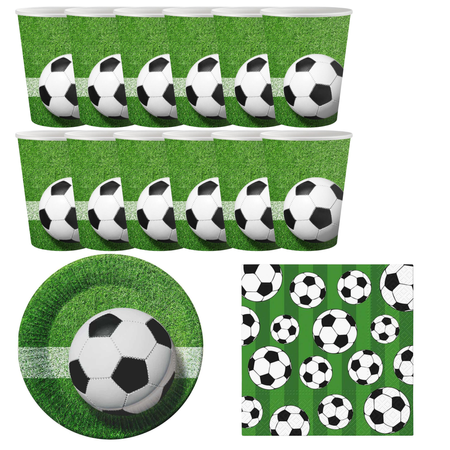 Zastawa Stołowa Jednorazowa Talerzyki + Kubeczki + Serwetki Piłka 44 szt.