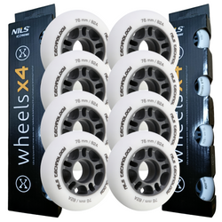 Kółka Do Łyżworolek Kauczukowe Zestaw 8 szt. Białe Matowe 76 mm NILS