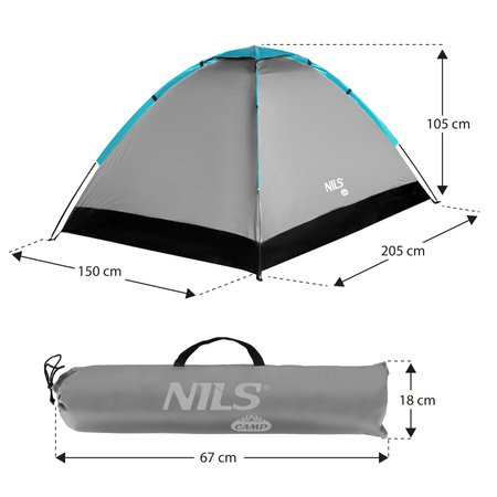 Namiot Kempingowy Turystyczny Na Biwak Wodoodporny 2 Osobowy Pokrowiec NILS