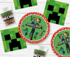 8x Talerzyki+ 8xKubeczki + 20x Serwetki + Obrus Minecraft 120x180 cm
