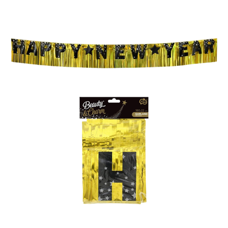 Girlanda Papierowa Happy New Year 180 cm Dekoracja Wisząca Na Sylwestra