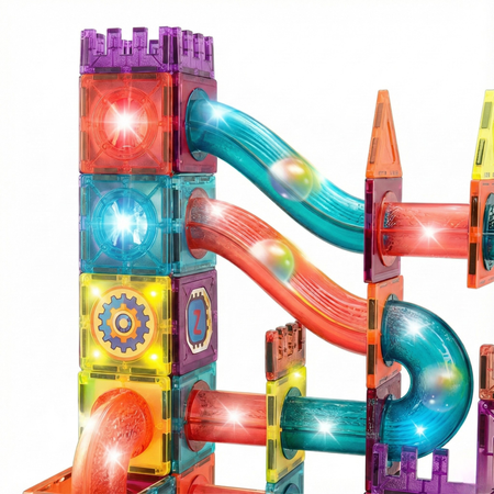 Klocki Magnetyczne Konstrukcyjne Świecący Tor Zestaw Dla Dzieci 140 el.