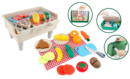 Mini Grill Zabawka Dla Dzieci 29 Elementów Sztućce + Akcesoria Spożywcze