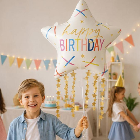 Balon Foliowy Gwiazdka Happy Birthday Na Przyjęcie Imprezę GODAN 56x85 cm