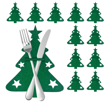 Etui Na Sztućce Świąteczne Pokrowiec Choinka Na Boże Narodzenie 12 szt.