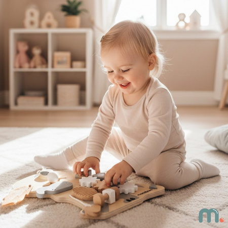 Tablica Manipulacyjna Sensoryczna Montessori Edukacyjna Dinozaur 10w1