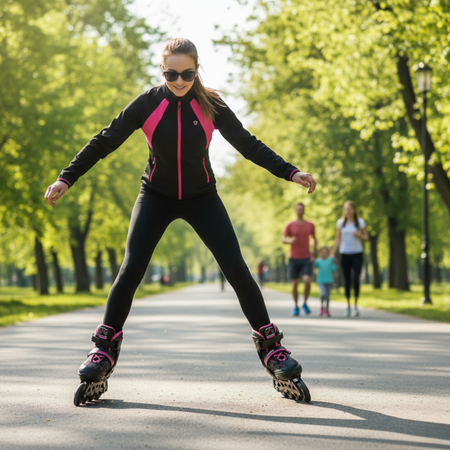 Rolki Regulowane Łyżworolki Czarne Rekreacyjne Kauczukowe Kółka ABEC-7