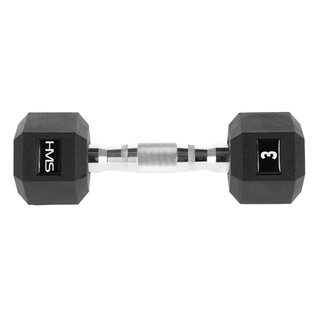 Hantla Ciężarek Gumowany Do Ćwiczeń Treningu Siłowego HEX PRO 3 kg HMS
