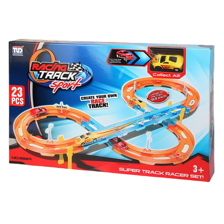 Tor Wyścigowy Samochodowy Pull Back Dla Dzieci 236 cm 23 el. + Samochód