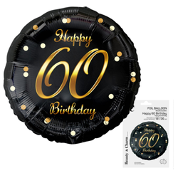 Balon Foliowy Dekoracyjny Ozdobny Imprezowy Złoty Nadruk Na 60 Urodziny