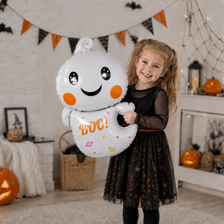 Balon Foliowy Duszek "Boo!" Na Przyjęcie Imprezę Halloween 59x38 cm GODAN