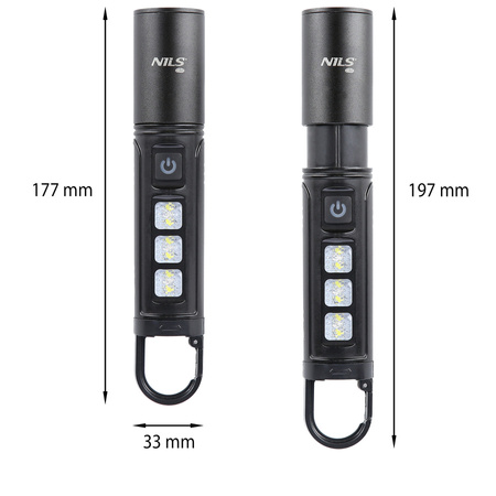 NILS Wodoodporna Latarka Turystyczna Ładowana USB LED 800 LM IPX4