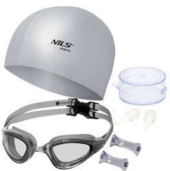 Zestaw Pływacki Na Basen 3w1 Regulowane Okularki + Czepek + Zatyczki Do Uszu