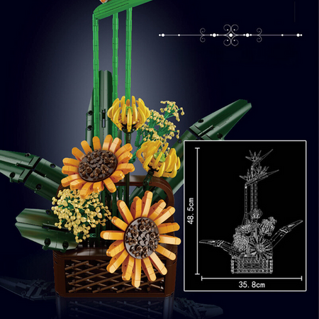 Mould King Klocki Konstrukcyjne Bukiet Kwiatów Słonecznik 4w1 1608 Elementów