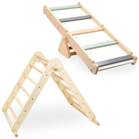 Drewniany Plac Zabaw 3w1 Drabinka Ścianka Trójkąt Piklera