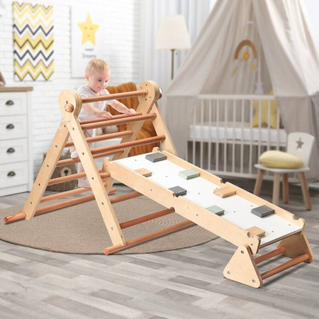 Drewniany Plac Zabaw 3w1 Drabinka Ścianka Trójkąt Piklera