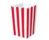 Pudełko Na Popcorn Kubełek Pojemnik Na Przekąski Czerwono-Białe Paski 4szt.