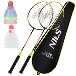 Zestaw Do Gry W Badmintona Rekreacyjnej Rakietki W Pokrowcu + 6 Lotek