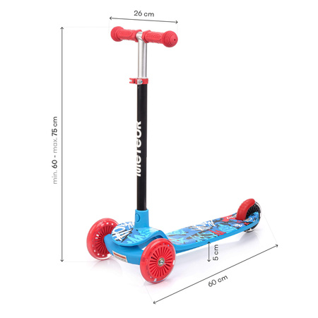 Hulajnoga Trójkołowa Dla Dzieci Balansowa Składana Świecące Kółka LED METEOR
