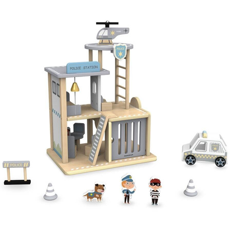 Drewniany Komisariat Policji Z Akcesoriami MAMABRUM