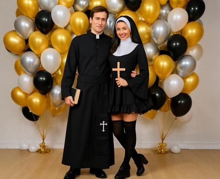 Ksiądz Kostium Sutanna Przebranie Na Halloween Dla Dorosłych Sutanna + Pas