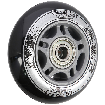 Kółka Do Rolek Kauczukowe 72 mm Zestaw 8 szt. + Łożyska ABEC-9 Czarne NILS