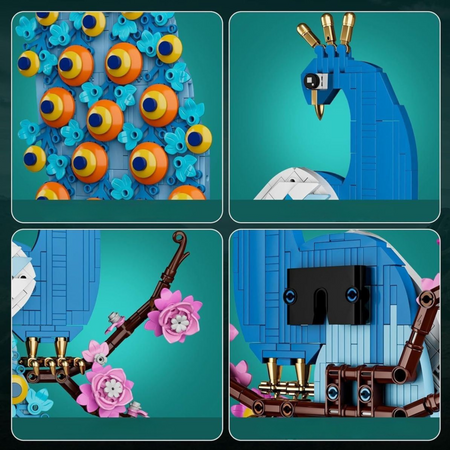 Zestaw Klocki Konstrukcyjne Paw Z Kwiatami 690 Elementów MOULD KING