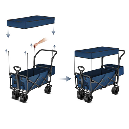 Wózek Turystyczny Plażowy Transportowy Kempingowy Składany Z Daszkiem 120 L