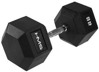 Ciężarek Hantla Sześciokątna Gumowana Do Treningu HEX PRO 40 kg HMS