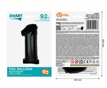 Balony Foliowe Czarne Dekoracja Na Urodziny 18 Urodziny Osiemnastkę GODAN