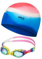 NILS Dziecięcy Zestaw Pływacki Okularki + Czepek