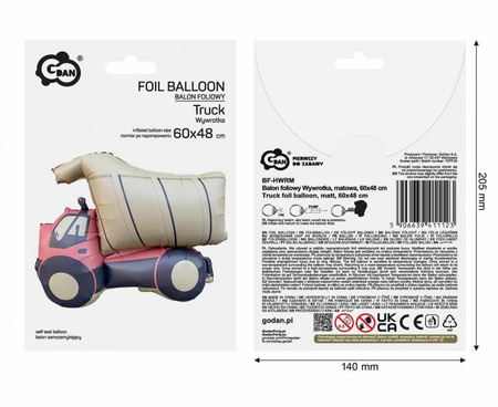 Balony Foliowe Urodzinowe Betoniarka Wywrotka Koparka 3 szt. Budowa Pojazdy