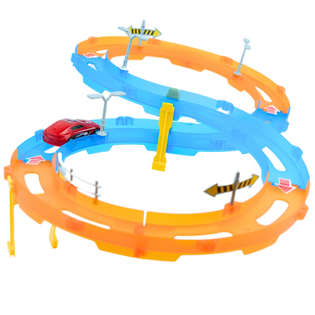 Tor Wyścigowy Samochodowy Pull Back Dla Dzieci 160 cm + Samochód 18 el.