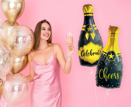 Balon Foliowy Szampan Cheers Na Przyjęcie Imprezę Urodziny GODAN 35x76 cm