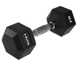 Ciężarek Hantla Hexagonalna Gumowana Do Ćwiczeń Treningu Siłowego 8 kg HMS