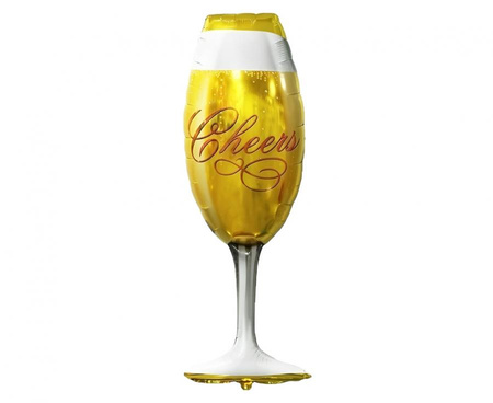 Balon Foliowy Kieliszek Złoty Cheers Na Przyjęcie Urodziny Imprezę 22x73 cm