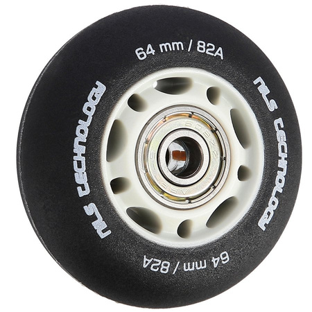 Kółka Do Rolek Kauczukowe 64mm Zestaw 4 szt. + Łożyska ABEC-9 Czarne Matowe