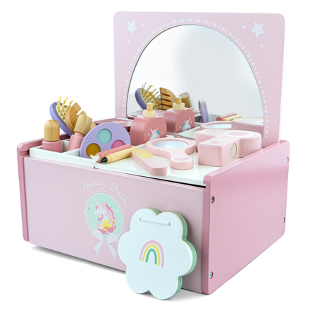 MERKAN Drewniana Toaletka Dla Dziecka Z Lustrem + Akcesoriami
